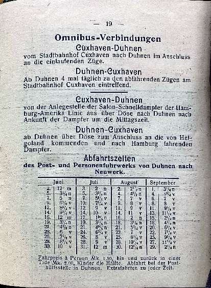 Fahrplan Omnibus und Wattwagen