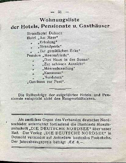Wohnungsliste Hotels und Gasth&auml;user
